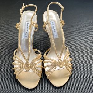 Capparros Beige Sparkle Heels, Size 10.